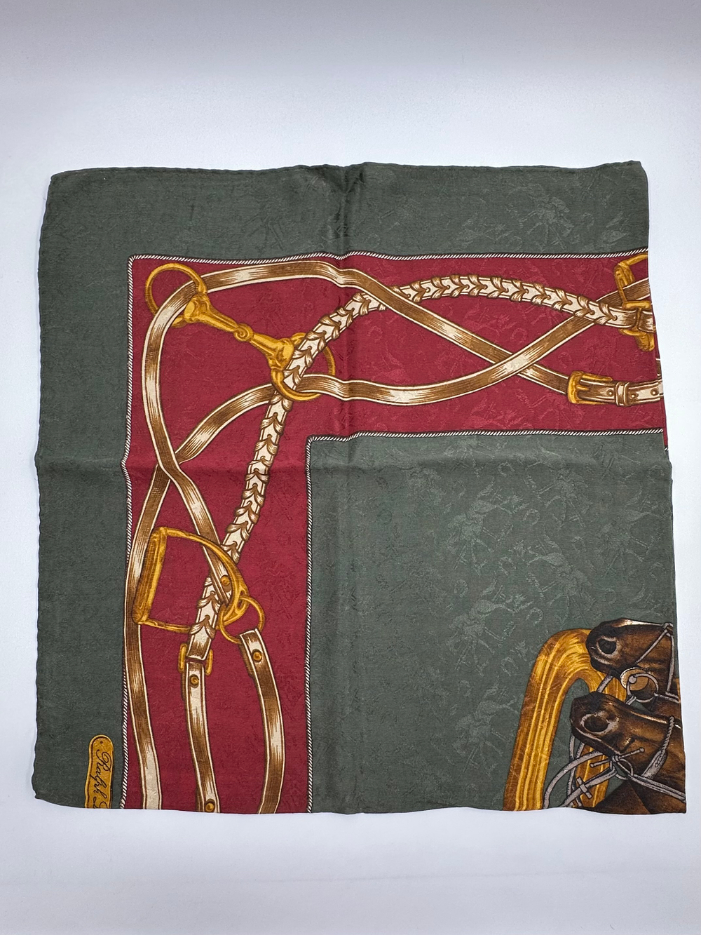 Платок зелёный с бордовой каймой Ralph Lauren