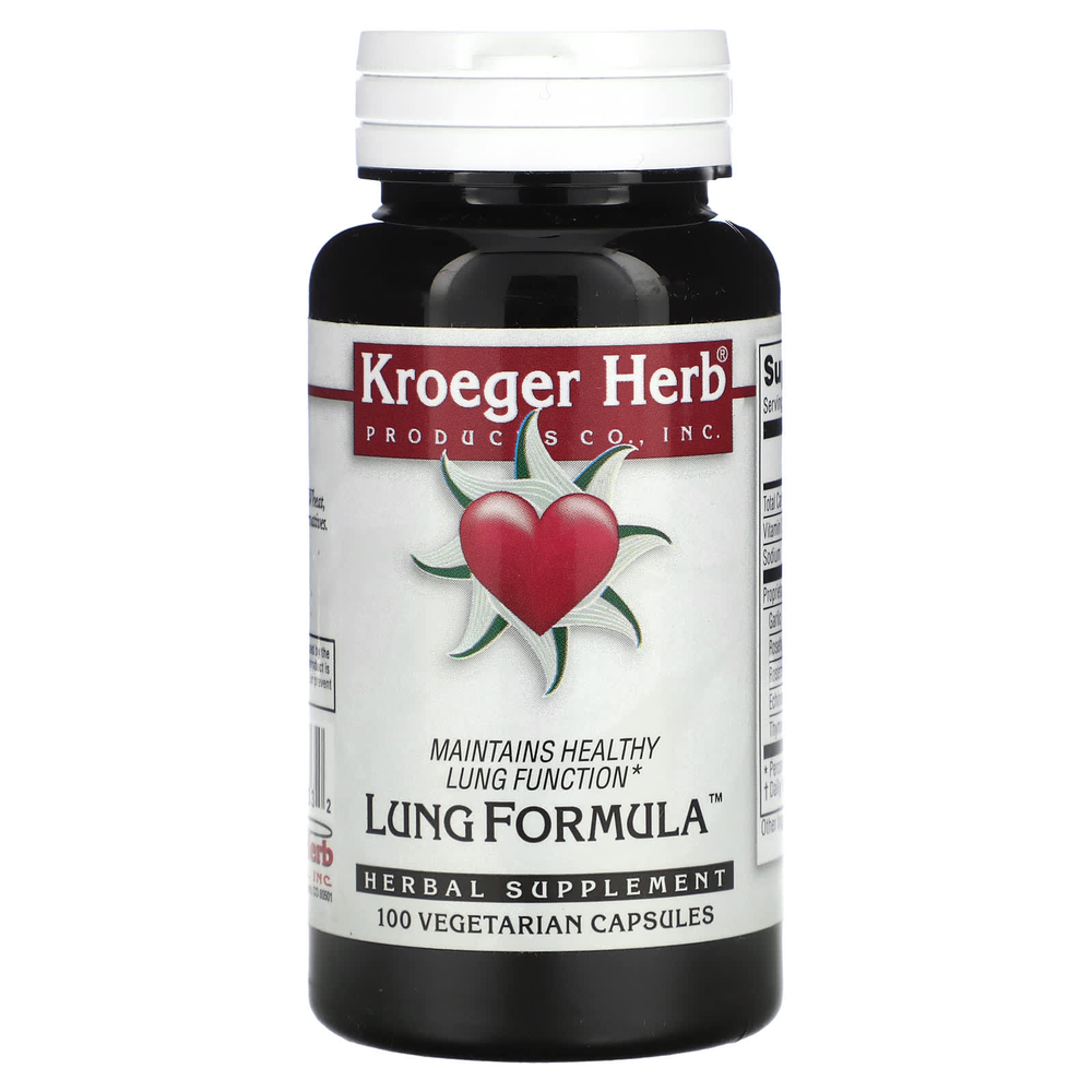 Kroeger Herb Co, формула для здоровья легких, 100 вегетарианских капсул