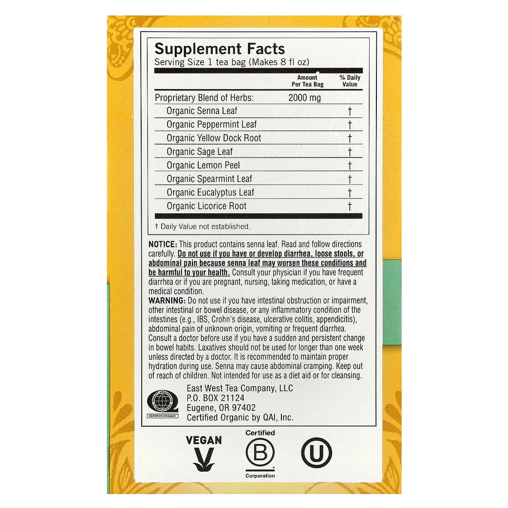 Yogi Tea, Успокаивающее средство для облегчения запоров, без кофеина, 16 чайных пакетиков, 32 г (1,12 унции)