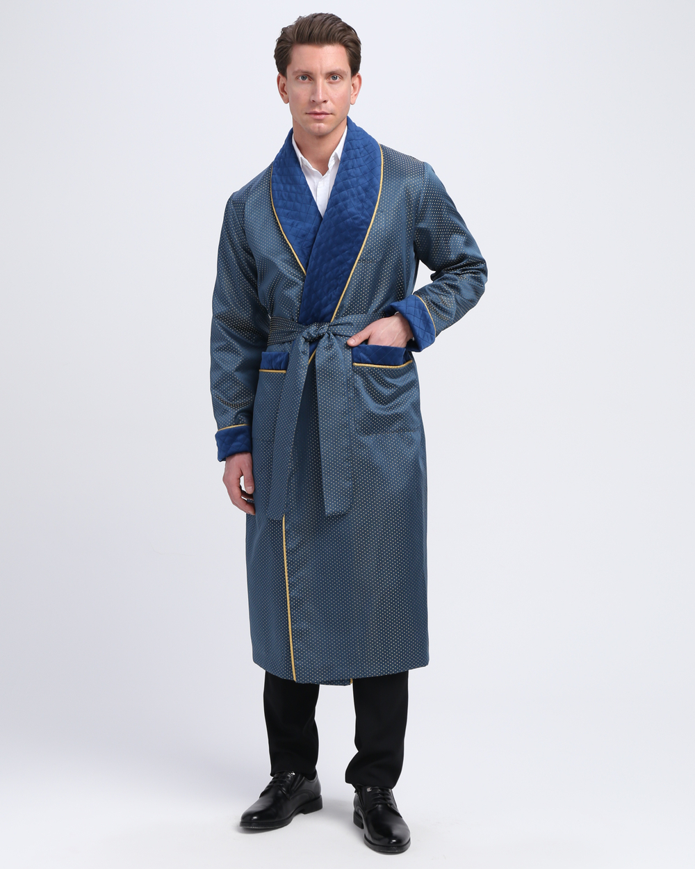 Халат жаккардовый со стеганными бортами