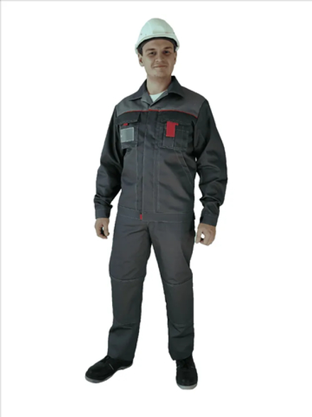 Костюм мужской летний «КИРЖАЧ» (куртка+брюки) цв.темно-серый/светло-серый