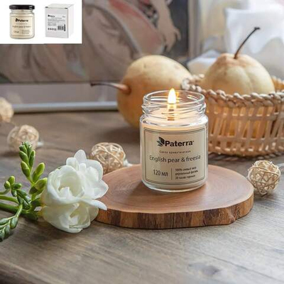 Свеча ароматическая с древесным фитилем, аромат "English pear and freesia"