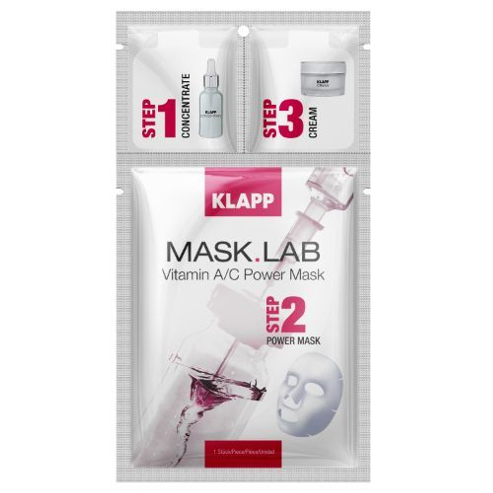 Интенсивная осветляющая 3х этапная маска с витаминами A и C Klapp Mask.Lab Vitamin A/C Power Mask