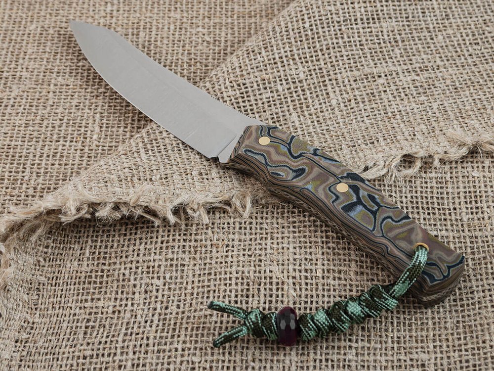 Нож для бушкрафта "Велес", сталь VG-10/Elmax, рукоять микарта (камуфляж)