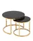 Набор из 2 журнальных столиков Selene Ø60 и Ø45 см, стекло под черный мрамор, золото