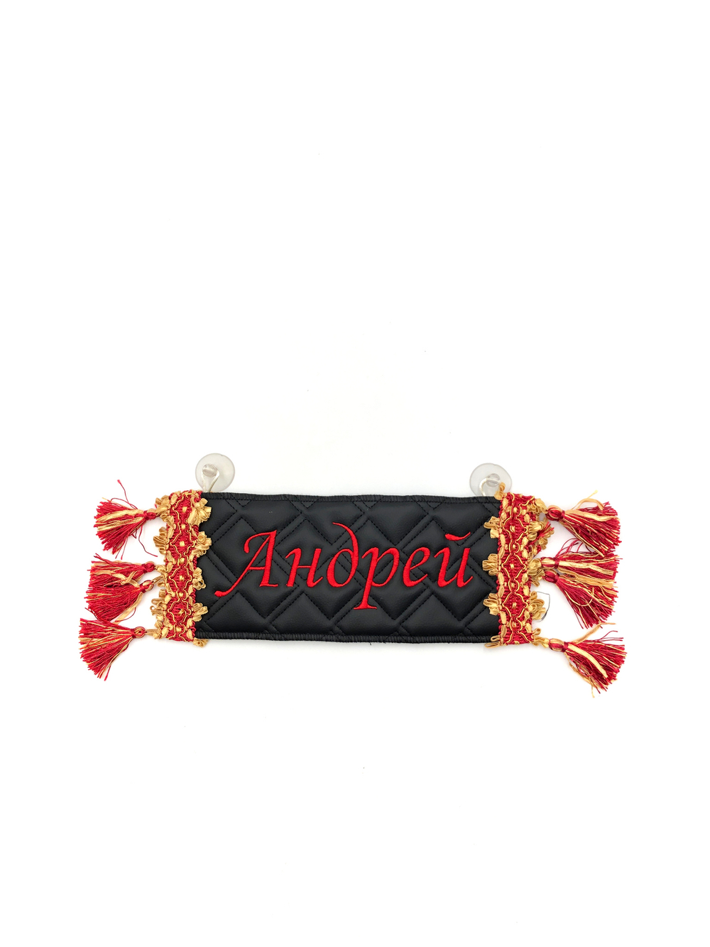 Карман Андрей (черный с красной вышивкой, экокожа)