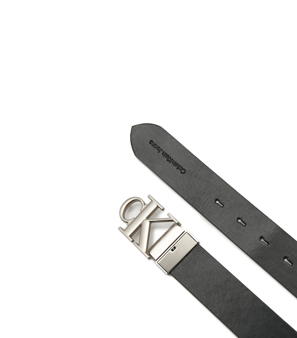 двухсторонний кожаный ремень classic + monogram belt 35mm CALVIN KLEIN JEANS - черный(K50K509914)