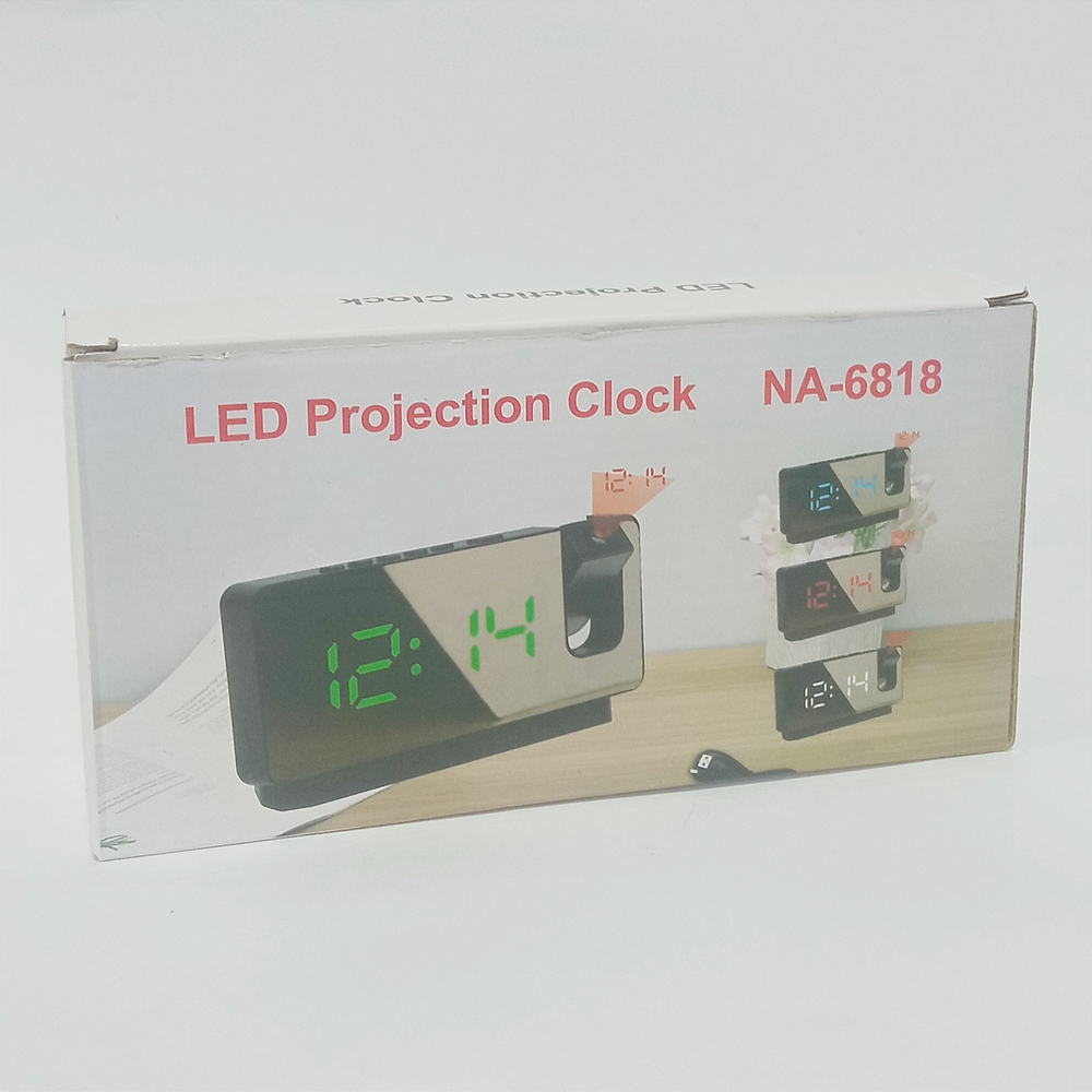 Часы с проекцией LED MIRROR NA-6818 белое свечение