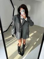 Юбка мини серая в елочку