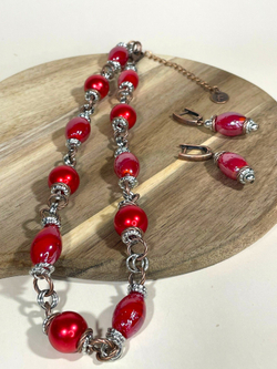 Комплект колье и серьги муранское стекло