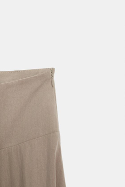 ZARA ЮБКА МИДИ АСИММЕТРИЧНОГО КРОЯ, СВЕТЛЫЙ ЖЕЛТО-КОРИЧНЕВЫЙ