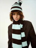 Шапка Kraizy Stripes в полоску шоколад / бирюза