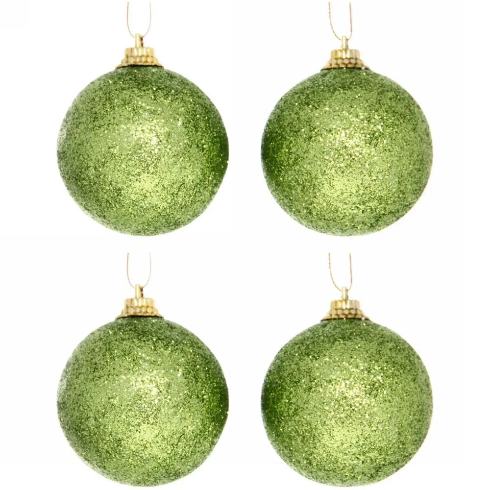 Новогодние шары 5 см (набор 4 шт) «Блестящее напыление», салатовый