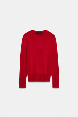 ZARA БАЗОВЫЙ ОДНОТОННЫЙ ДЖЕМПЕР, ТЕМНО-РОЗОВЫЙ