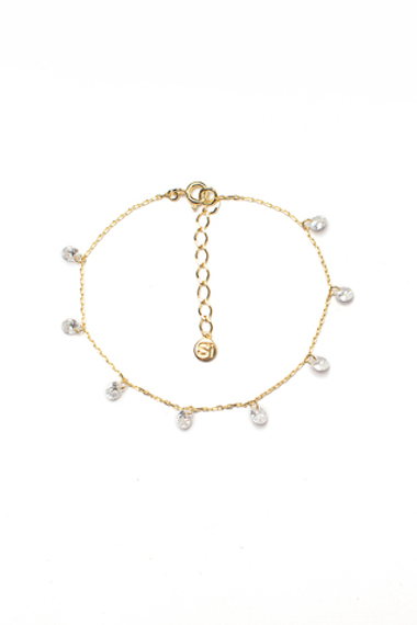 Браслет из серебра и лимонным золотом 18 карат с фианитами