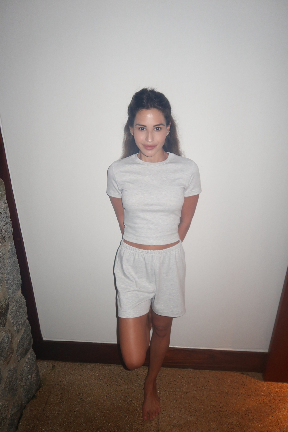 Топ Soft Cropped Tee in Beige Melange