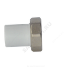 Штуцер PP-R комбинированный белый Дн 32х1 1/4" с накидной гайкой VALFEX 10136032