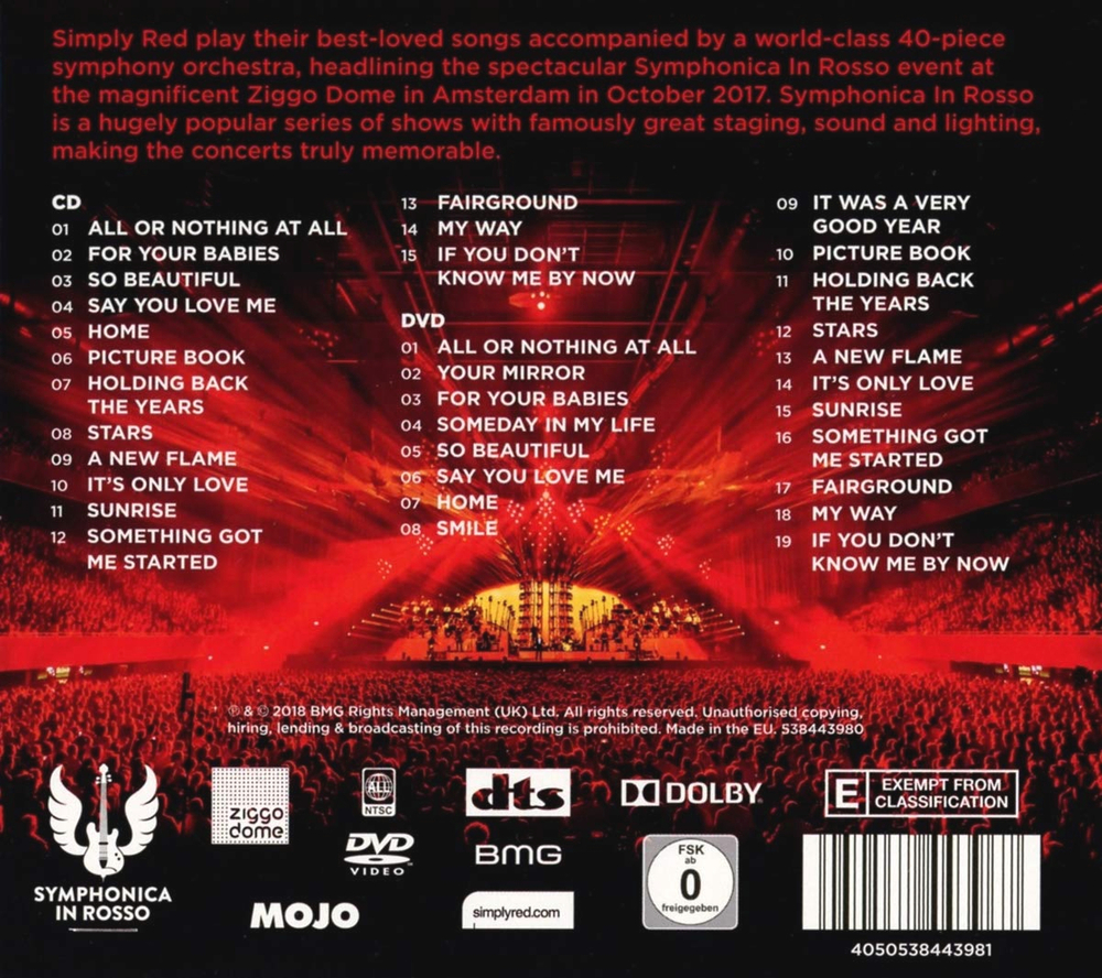 Simply Red / Symphonica In Rosso - Live At Ziggo Dome, Amsterdam (CD+DVD)