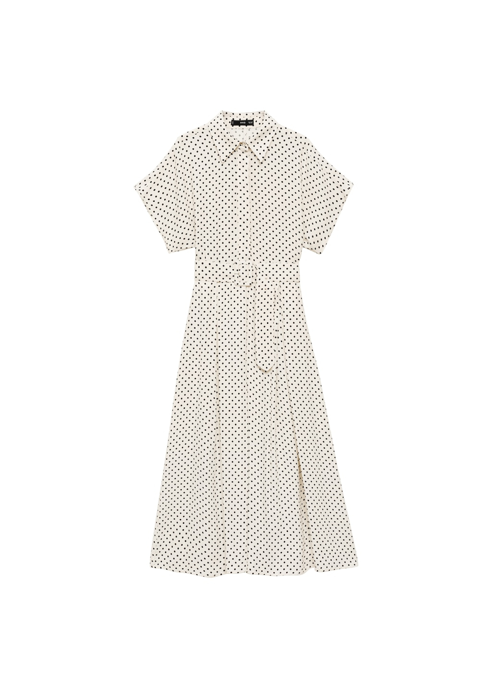 Платье в горошек с поясом