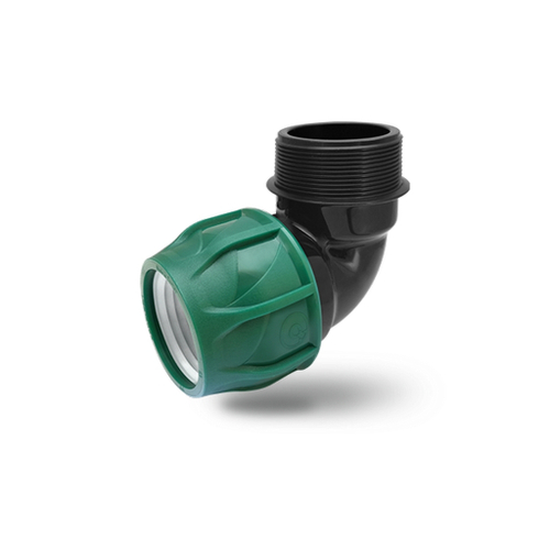 Отвод ПЭ с наруж. труб. резьбой 25х1/2" (обж.) POELSAN GREEN