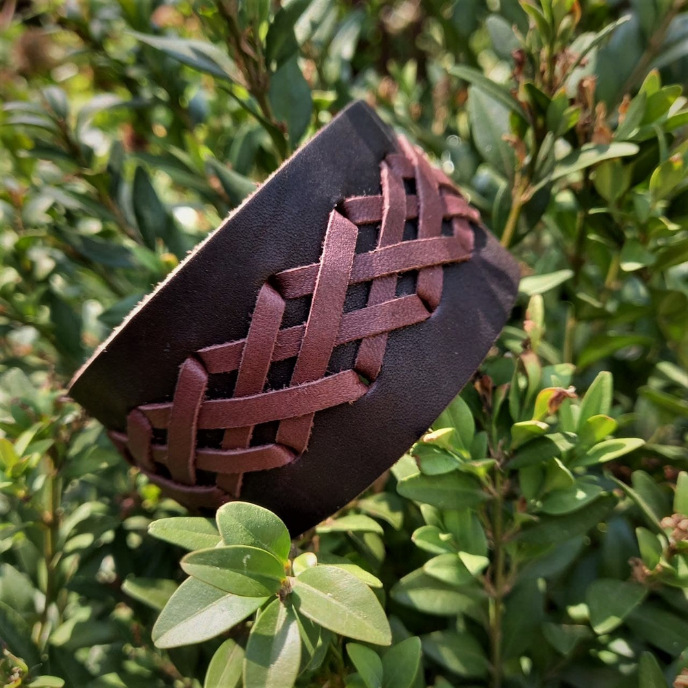 Браслет-плетенка, коричневый | кожа