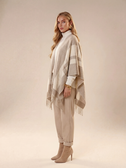 Пончо кашемир бежевое