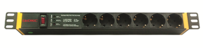 Блок распределения питания (PDU) 19" 16A с выключателем и защитой, Вых:6 Schuko, Вх: Schuko