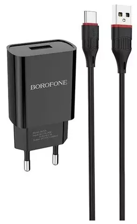 Сетевое зарядное устройство с кабелем Type-C 1-метр 2.1A BOROFONE BA20A
