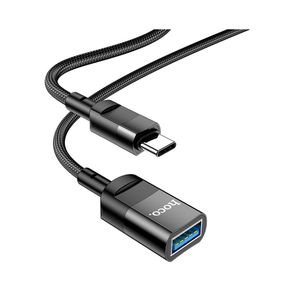 Кабель-удлинитель Hoco U107 USB-A - Type-C, 3A, 1.2м, черный