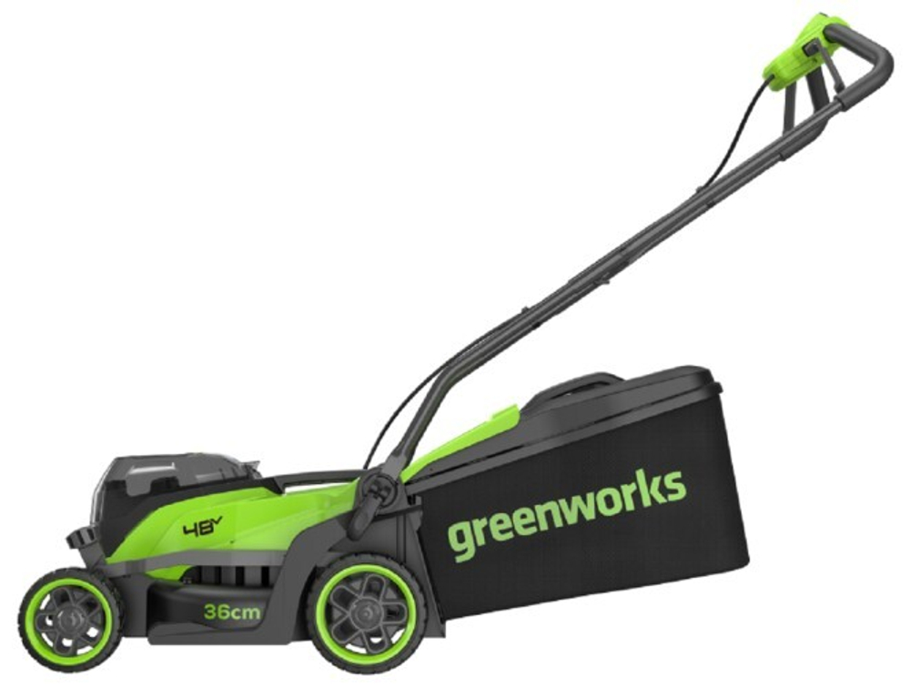 Газонокосилка аккумуляторная GREENWORKS 2520707UD 2x24V, 36 см, бесщеточная, c 2хАКБ 4 Ач и ЗУ