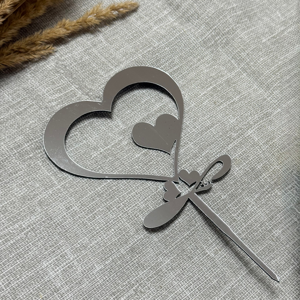 Свеча-топпер «Сердца», в серебряном цвете