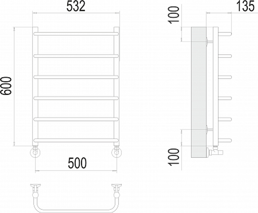 Полотенцесушитель водяной Terminus Стандарт П6 500х600