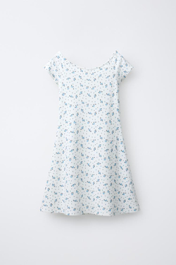 ZARA ПЛАТЬЕ ИЗ ТРИКОТАЖА «РОМА» С ПРИНТОМ, СИНИЙ/БЕЛЫЙ