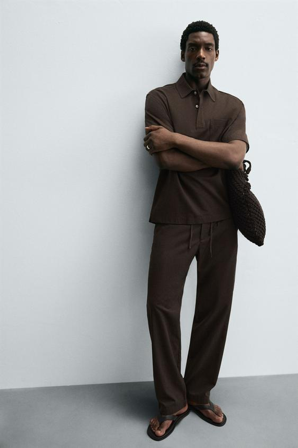 ZARA БРЮКИ ИЗ ЛИОЦЕЛЛА И ХЛОПКА, КОРИЧНЕВЫЙ