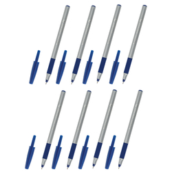 Ручки шариковые с грипом BRAUBERG "i-STICK POINT", НАБОР 6+2 ШТ., СИНИЕ, линия письма 0,35 мм, блистер, 144026