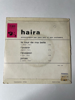 Винтажная виниловая пластинка LP Haira La Tour De Ma Belle, L'Avenir, L'Evasion, Jonas (France 1966)
