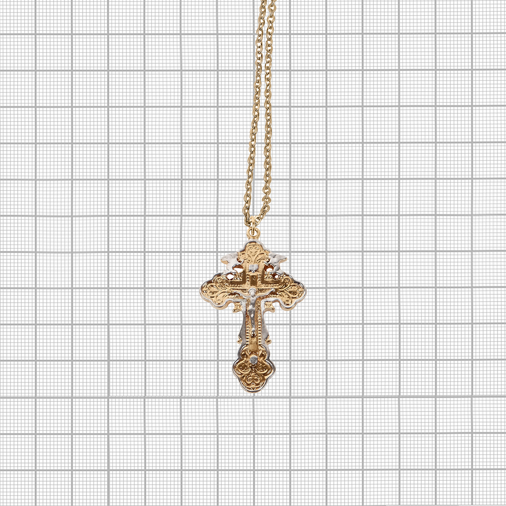 "Кулон Крест арт934" подвеска золотом покрытии из коллекции "Религиозные украшения" от Jenavi с замком карабин
