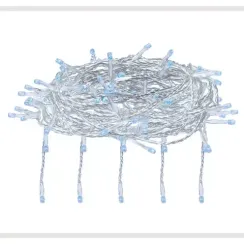 Светодиодный занавес 156 холодных белых LED ламп, 1.5*1.5 м., 220В, 8 режимов, прозрачный провод, Vegas (55078)