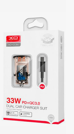 Автомобильное З/У CC50 transparent design PD20W+QC3.0 18W fast car charger with lighting cable (Q189A)