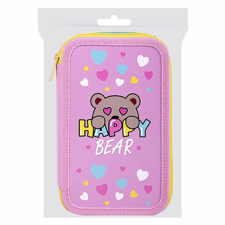 Пенал ПИФАГОР, 3 отделения, ламинированный картон, 19х11 см, "Bear Hugs", 271544