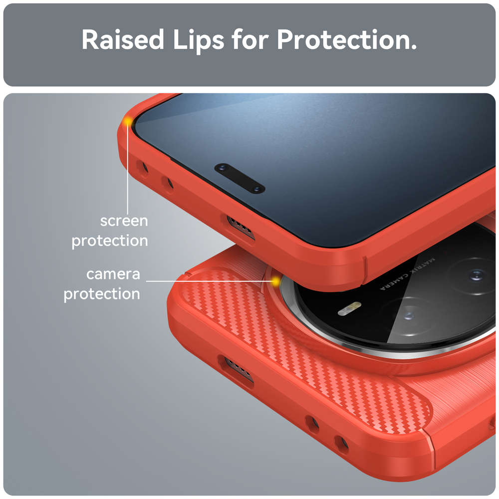 Чехол красного цвета с дизайном в стиле карбон на Honor Magic 7 Pro, мягкий отклик кнопок, серия Carbon от Caseport