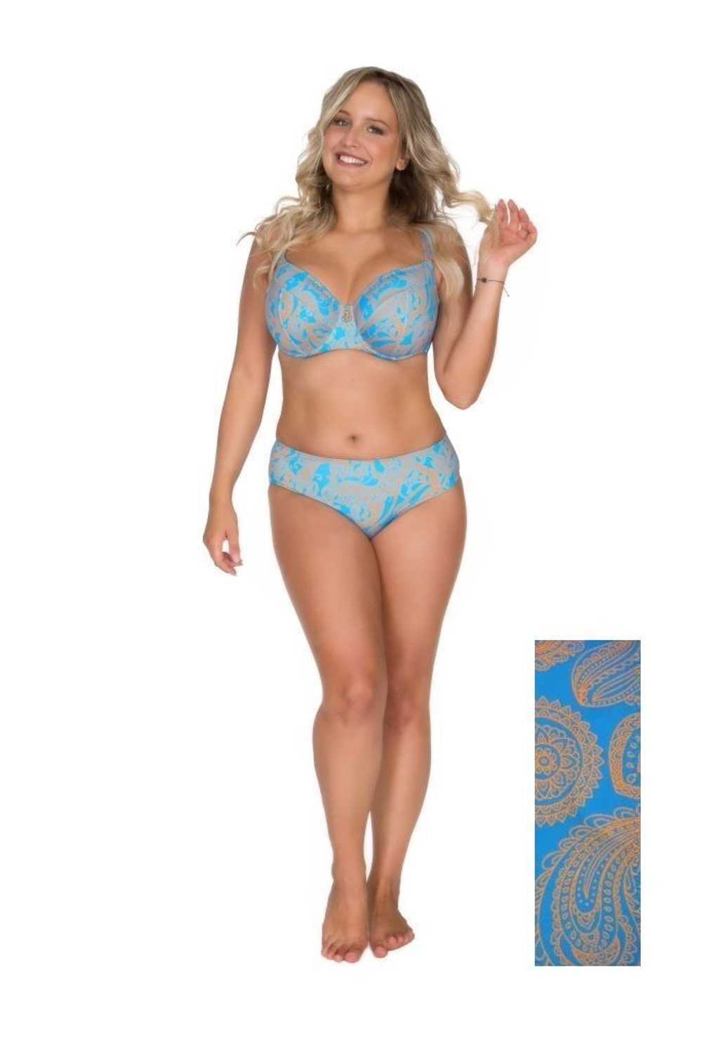 Купальный лиф с изысканным принтом-пейсли (Размер: 90G) (Цвет: голубой)