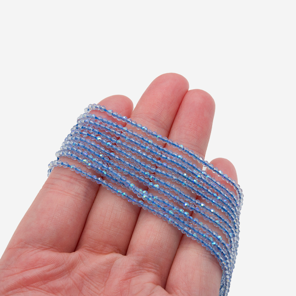 Синяя шпинель синтетическая с эффектом иризации, 2мм, шар, микроогранка