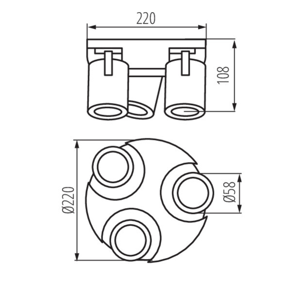 Cпот черный поворотный KANLUX LAURIN EL-3O B 3xGU10