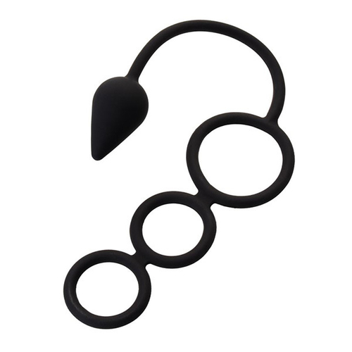 Тройное эрекционное кольцо 3см и 4см с анальным хвостом Erotist Toys Anal Plag with Cock Ring Drop Size M