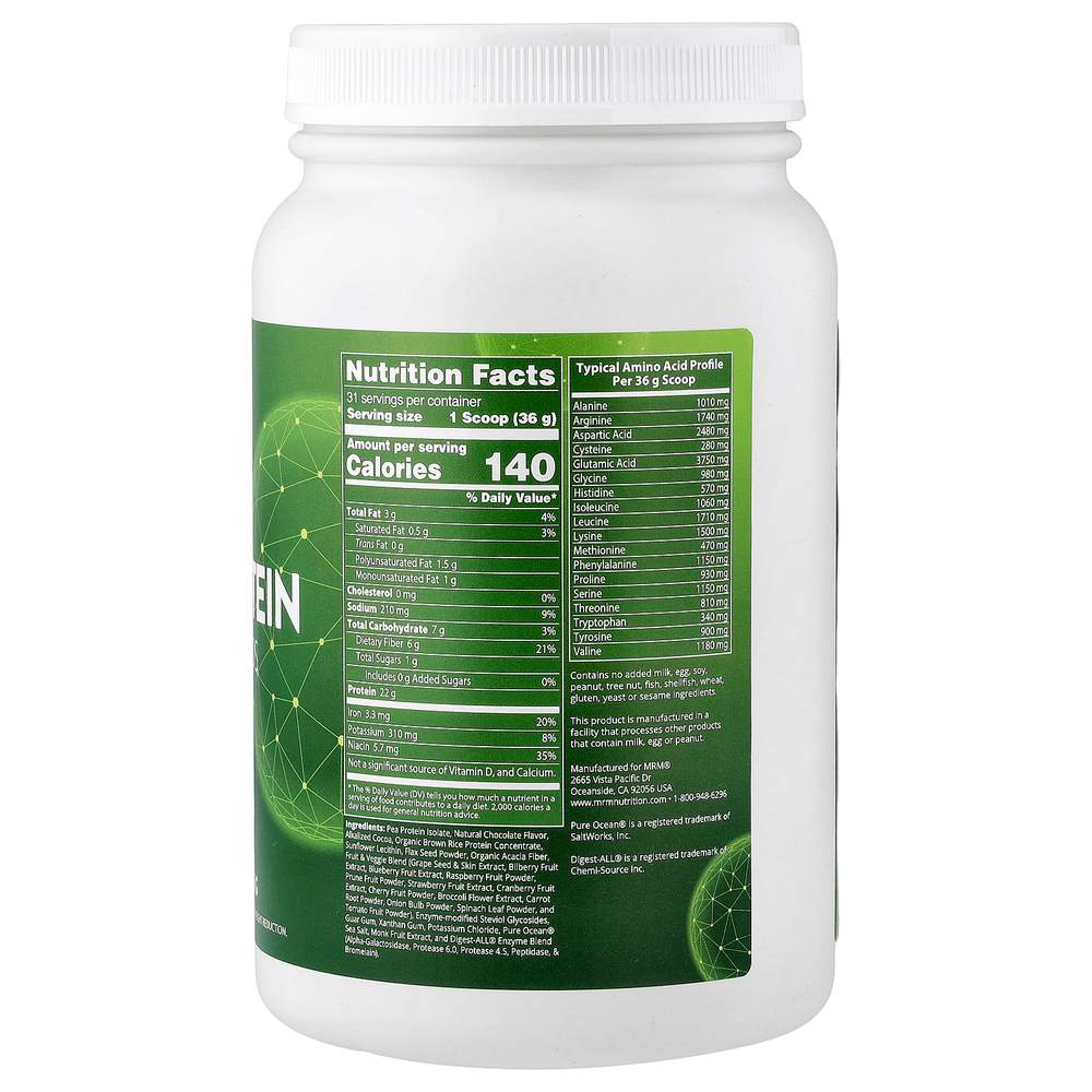 MRM Nutrition, растительный протеин с суперфудами, шоколадный вкус, 1140 г (2,5 фунта)