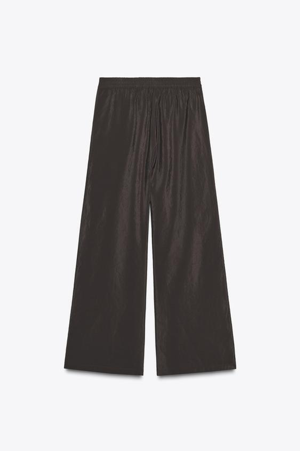 ZARA ШИРОКИЕ БРЮКИ С ЭЛАСТИЧНЫМ ПОЯСОМ, ТЕМНО-КОРИЧНЕВЫЙ