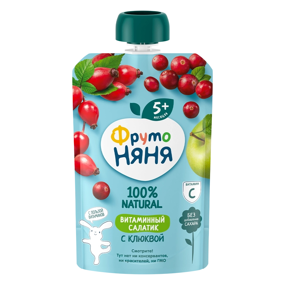 Фрутоняня пауч Витаминный Салатик с клюквой 90г с 5 месяцев