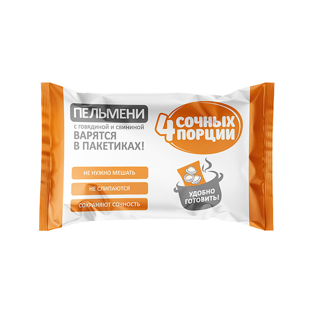 Пельмени "4 сочных порции" с говядиной и свининой 800 г, "Мороз"