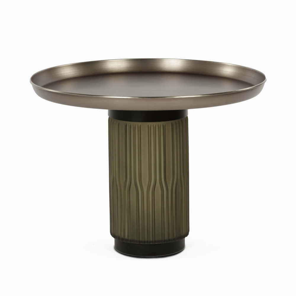 Кофейный столик Vaso Color диаметр 60 стекло закалённое, сталь, черный